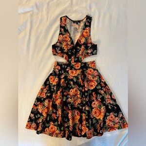 Short black floral dress